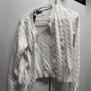 Tommy Hilfiger Women's Cream Cable Knit Cardigan
